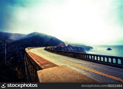 view from Bixby bridge,Big Sur,California,USA in winter