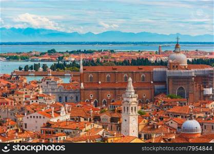 View from Campanile di San Marco to Venice at summer morning, Italy