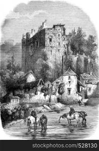 View from Castle Clisson, vintage engraved illustration. Magasin Pittoresque 1847.