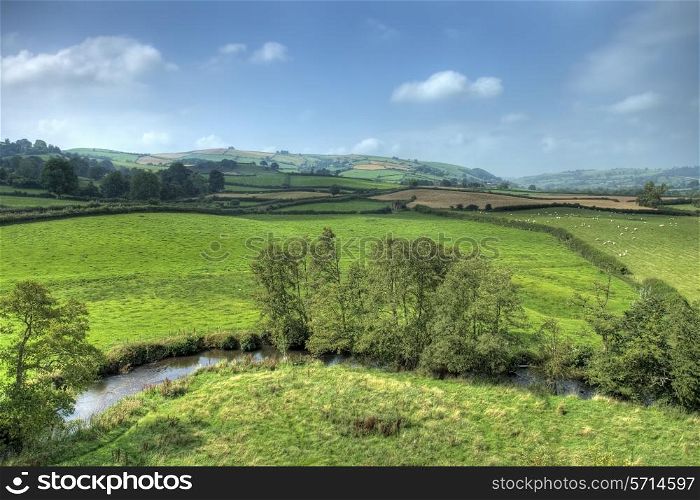 View from Clun Castle, Shropshire, England.