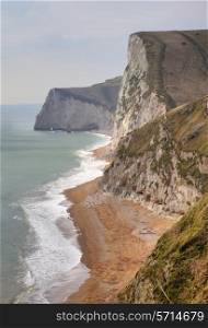 View from Durdle Door, part of the Jurassic Coastline, Dorset, England.