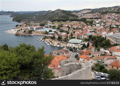 View from fortress on the city center of Shibenik, Croatia