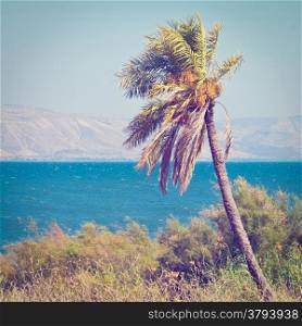 View from Galilee Mountains to Galilee Sea, Retro Effect