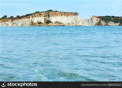 View from Gerakas beach. Summer coastline (Greece, Zakynthos, Ionian Sea).