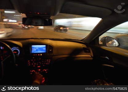 View from inside of high-speed car in the t street, Motion Blur