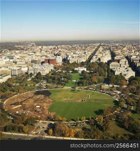 View from inside Washington Monument in Washington, DC, USA.