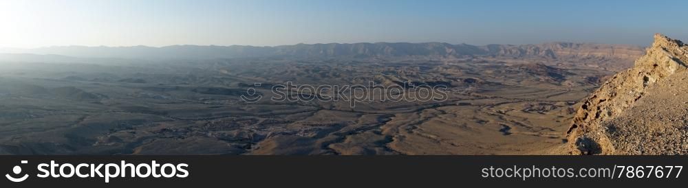 View from mount Karbolet in Negev desert in Israel