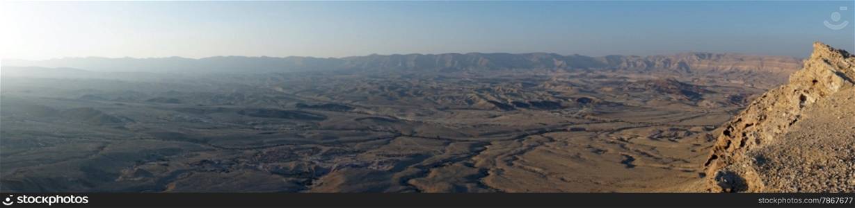 View from mount Karbolet in Negev desert in Israel