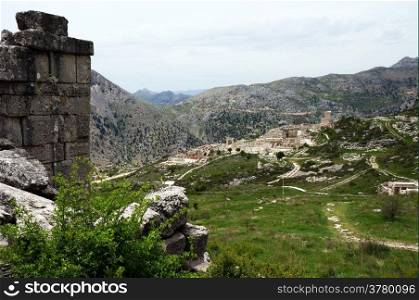 View from ruins of ancient theater in Sagalassos in Turkey