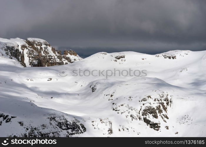 View from Sass Pordoi in the Upper Part of Val di Fassa