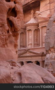 View from Siq on entrance of City of Petra, Jordan