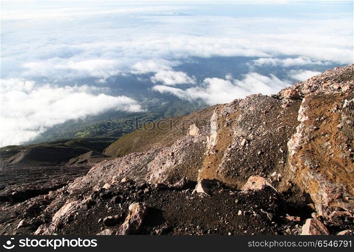 View from slope of volcano Kerinci in Indonesia