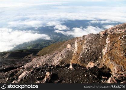 View from slope of volcano Kerinci in Indonesia