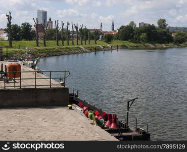 View from Slubice over the river Oder to Frankfurt (Oder), the state of Brandenburg, Germany