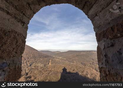 View from the Castle of Somosko (Somoska) on the border of Hungary and Slovakia.