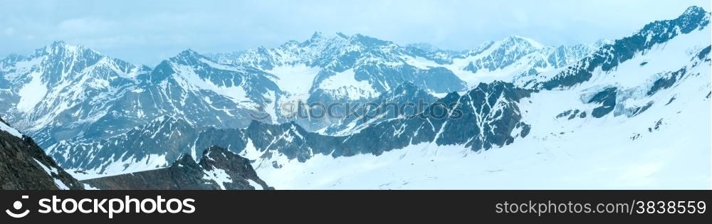 View from the Karlesjoch mount (3108m., near Kaunertal Gletscher on Austria-Italy border). Panorama.