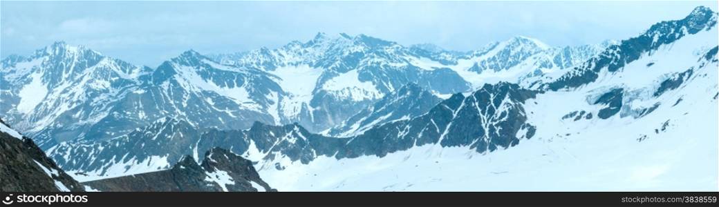 View from the Karlesjoch mount (3108m., near Kaunertal Gletscher on Austria-Italy border). Panorama.