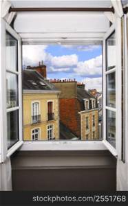 View from the open window in Rennes, France.