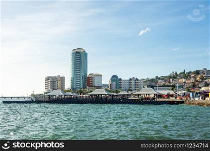 View from the pier to city downtown, Fort De France, Martinique, French overseas department