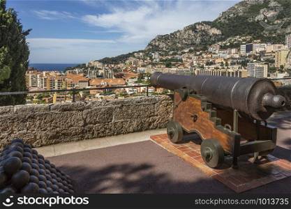 View from the Royal Palace in the Principality of Monaco on the French Riviera in the South of France.