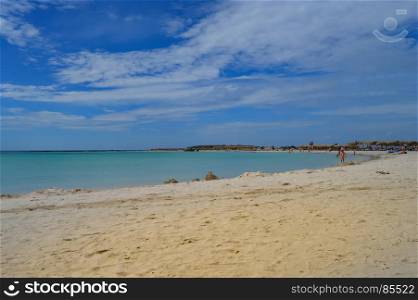 View From the sandy beach of Elafonisi . View From the sandy beach of Elafonisi in the west of the island of Crete