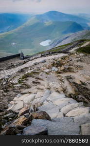 View from the summit down the steps