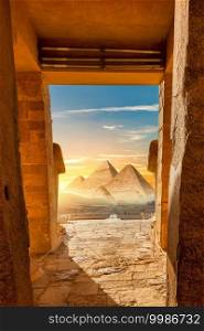 View from the tomb to the pyramids of Egypt