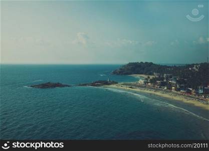 View from the top of the beach in Kovalam. Kerala, India