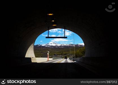view from the tunnel on valley of the mountains. Norway