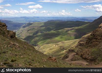 View from top of Sani Pass over KwaZulu-Natal