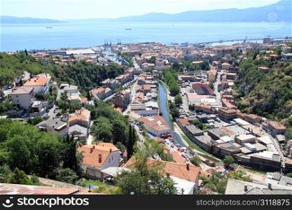View from Trsat castle on the roofs of Rijeka, Croatia