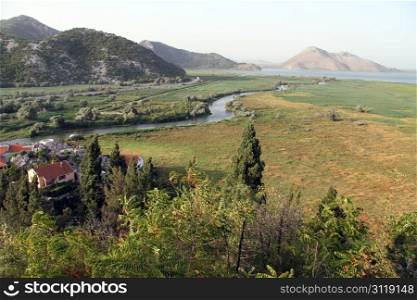 View from tthe hill in Virpazar, near Skadar lake, Montemegro