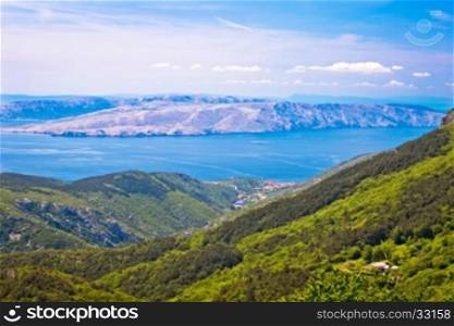 View from Velebit mountain on Senj and Krk island, Croatia