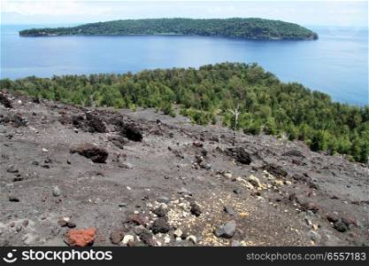 View from volcano Krakatau in Indonesia