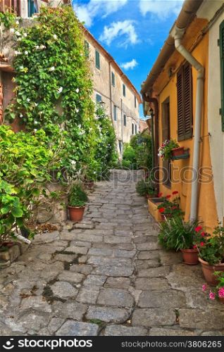 view in Marciana, small village in Elba island, Tuscany, Italy