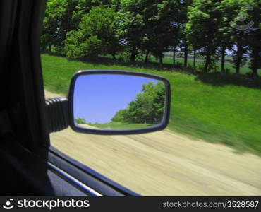 View in the looking-glass of auto car