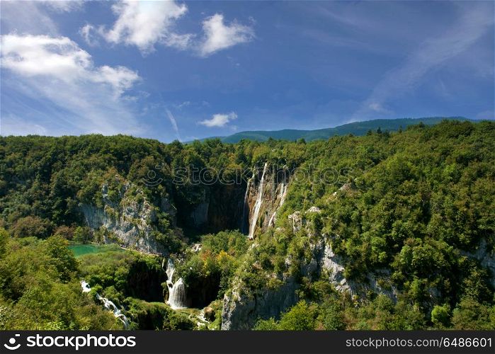 view in the Plitvice Lakes National Park, Croatia. Plitvice Lakes