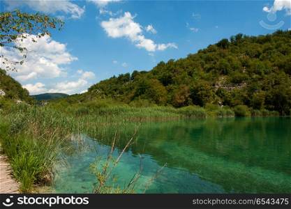 view in the Plitvice Lakes National Park, Croatia. Plitvice Lakes