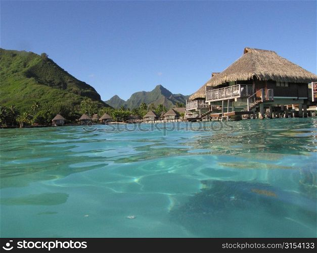 View of a beachside cafe, Moorea, Tahiti, French Polynesia, South Pacific
