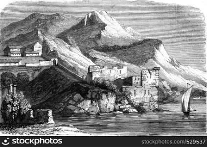 View of a castle candle, vintage engraved illustration. Magasin Pittoresque 1847.