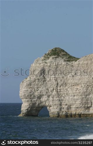 View of a cliff in the sea
