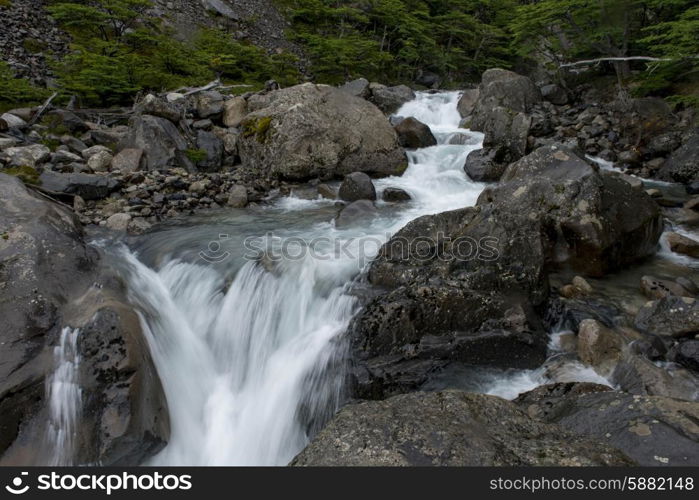 View of a French River, French Valley, Torres del Paine National Park, Patagonia, Chile