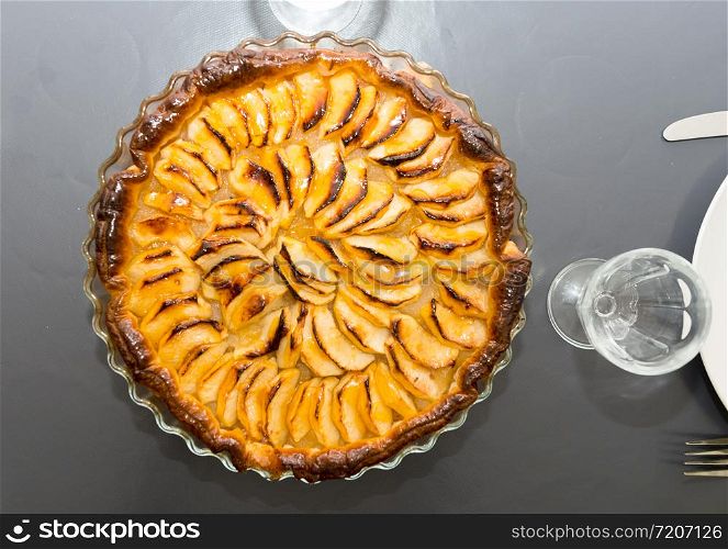 view of a homemade apple pie tart