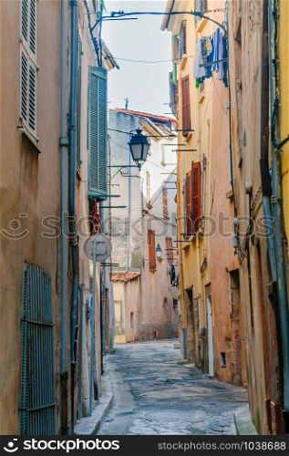View of a little street in the town of Brignoles in Provence, south of France
