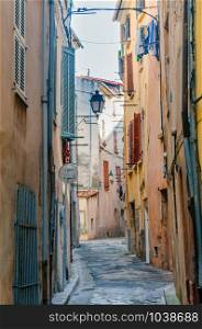 View of a little street in the town of Brignoles in Provence, south of France