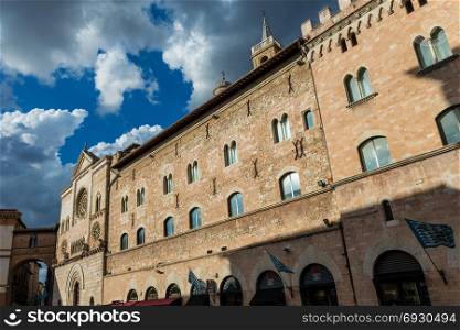 view of a medieval palace of a city in the center of italy