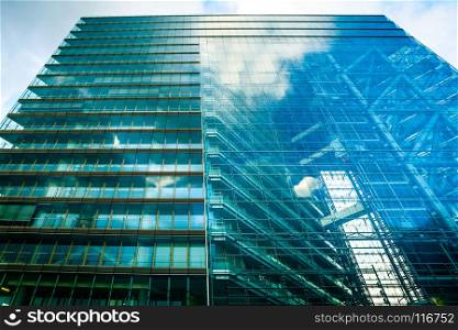 View of a modern glass skyscraper. modern office buildings