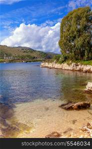 View of a picturesque cove on the Kassiopi peninsula on Corfu, Greece