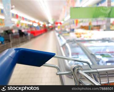 view of a shopping cart trolley at supermarket