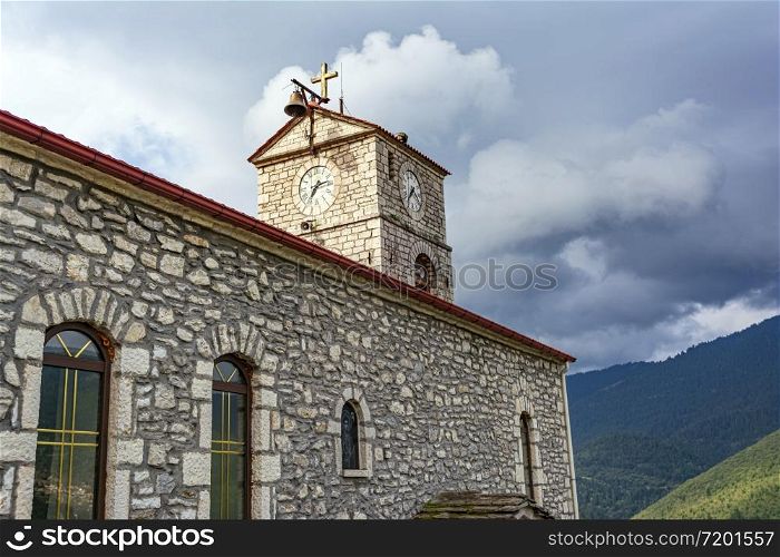 View of a stone traditional church in Evrytania, Greece. Stone traditional church in Evrytania, Greece